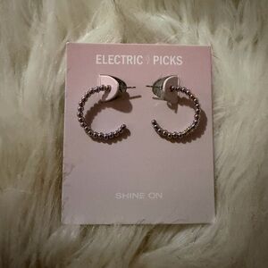 Electric Picks Silver Hoop Earrings